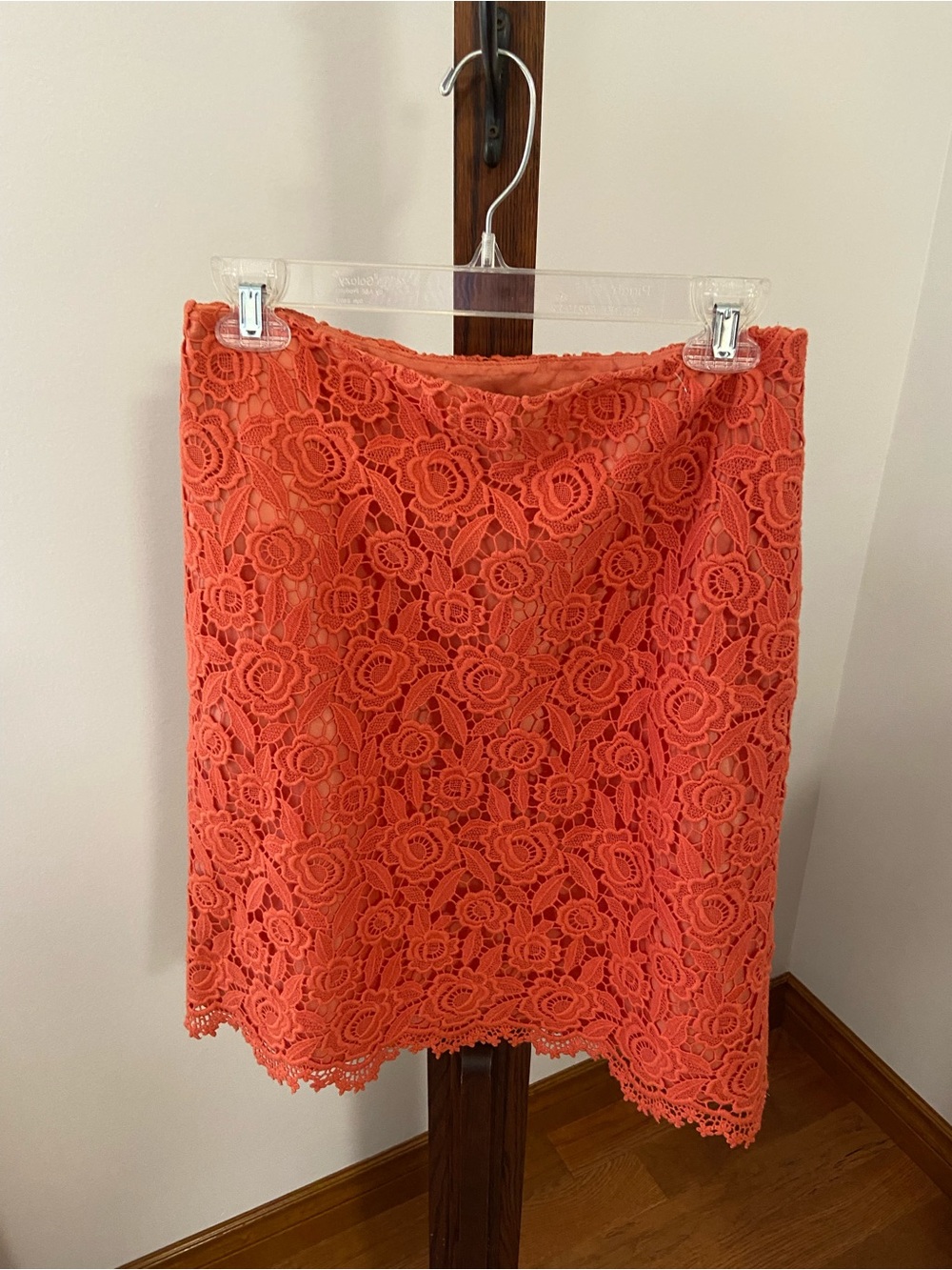 Talbots Coral Lace Floral Mini Skirt